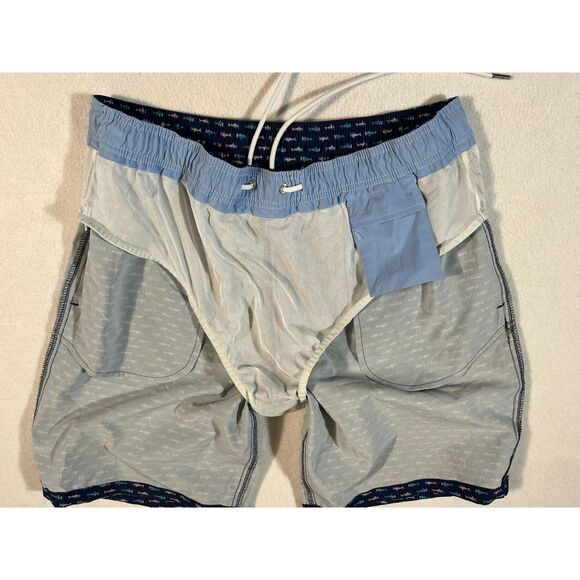 Bonobos Navy All Over Shark Print Swim Trunks Lined Pocket Medium Drawstring EUC - Picture 6 of 6